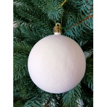 Новогодний шар "Бархат" Ø80мм белый, цена за набор 4шт